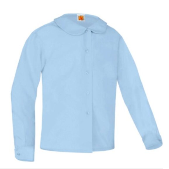 Peter Pan Long Sleeve Broadcloth Blouse - 9161 - Blue - Picture 1 of 1